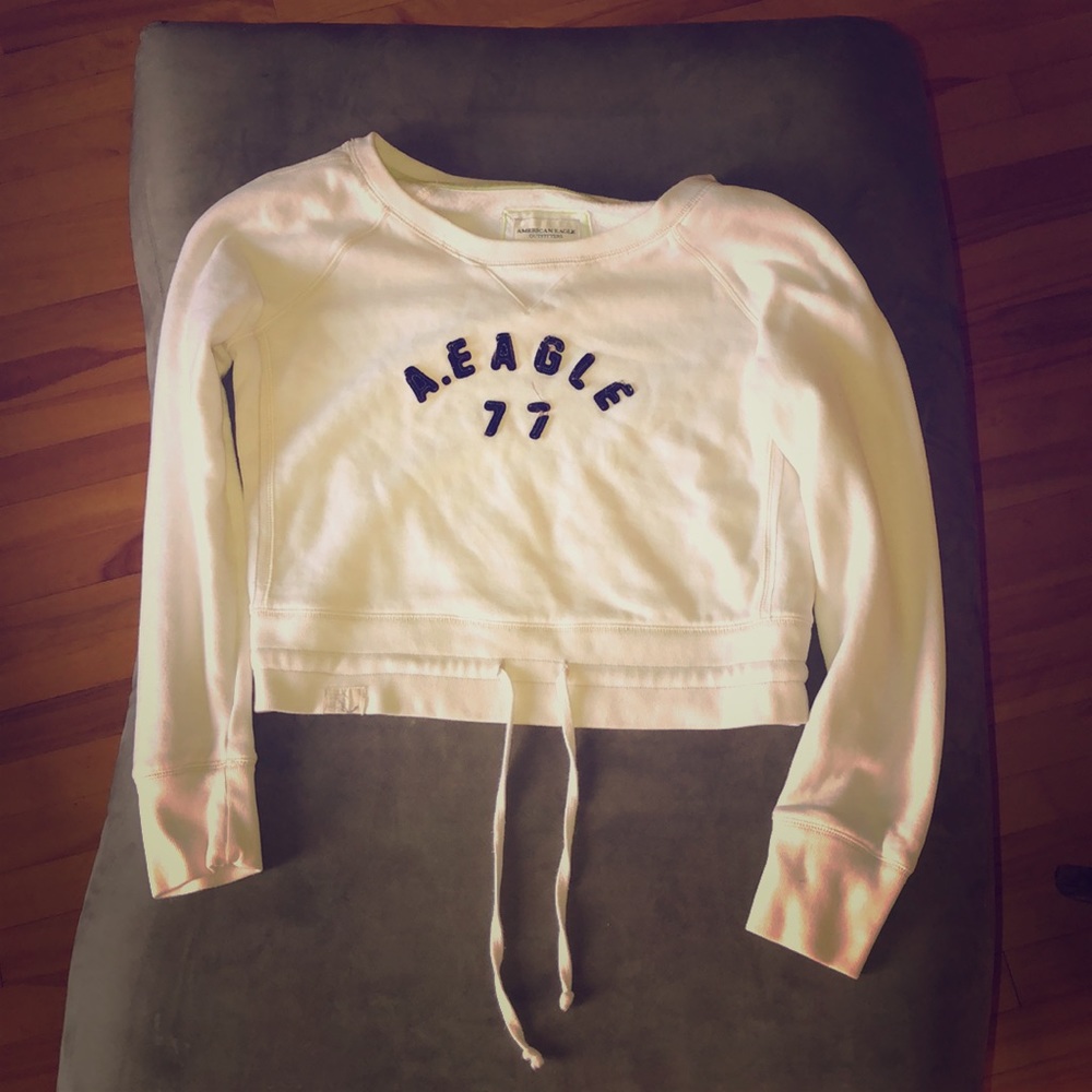 A white cropped sweatshirt from American Eagle